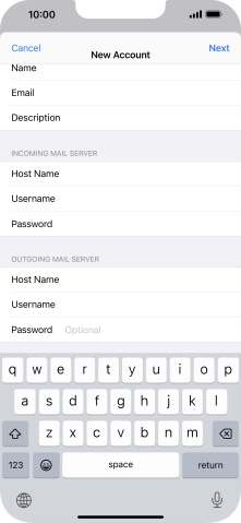 Press Password and key in the password for your email account.