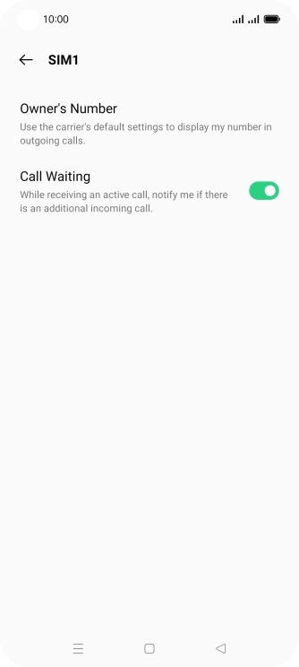 Press the indicator next to 'Call Waiting' to turn the function on or off.