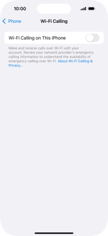 Press the indicator next to 'Wi-Fi Calling on This iPhone' to turn the function on or off.