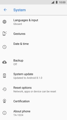 Press Reset options.