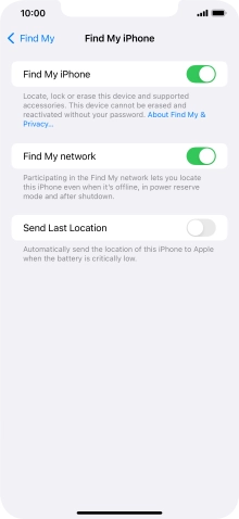 Press the indicator next to 'Find My network' to turn the function on or off. If you turn on the function, you need to follow the instructions on the screen to finish the activation.