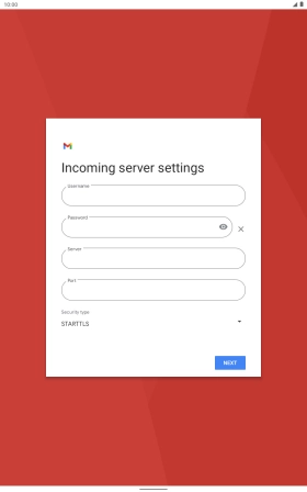 Press the field below 'Username' and key in the username for your email account.