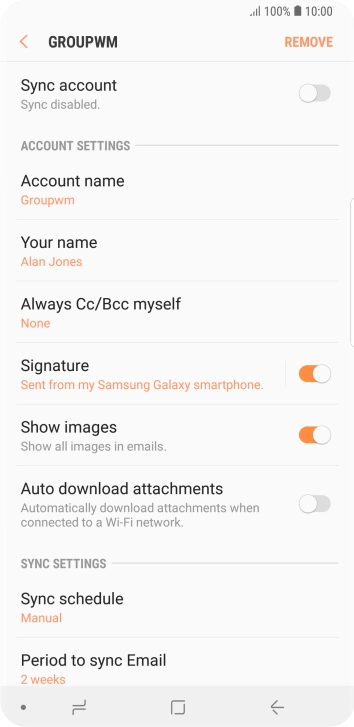 Press the indicator next to 'Sync account' to turn on the function.