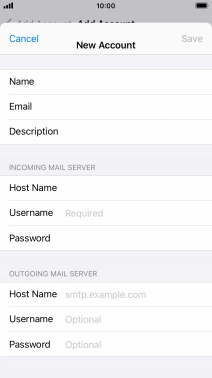 Press Username and key in the username for your email account.