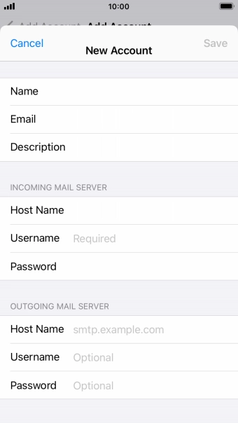 Press Username and key in the username for your email account.