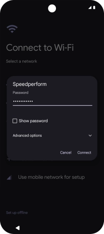 Key in the password for the WiFi network and press Connect.