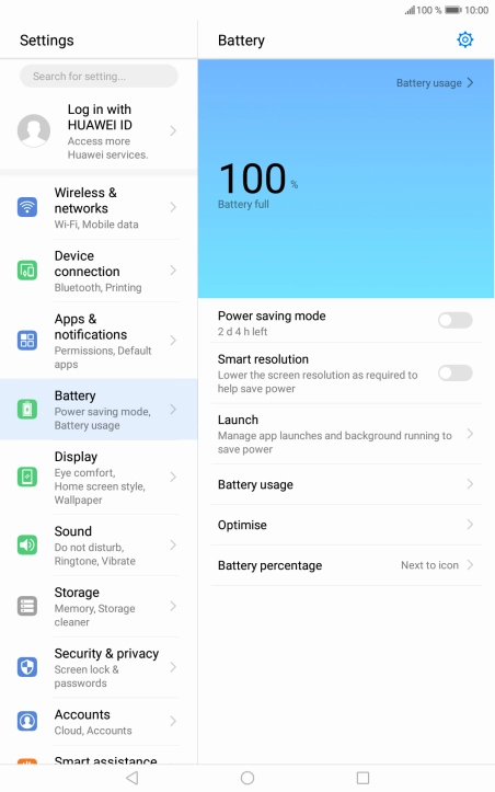 Press the indicator next to 'Power saving mode' to turn on the function.