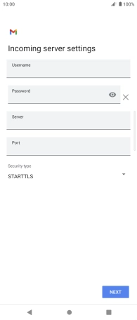 Press the field below 'Username' and key in the username for your email account.