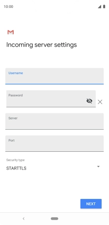 Press the field below 'Server' and key in the name of your email provider's incoming server.