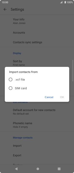 Press SIM card.
