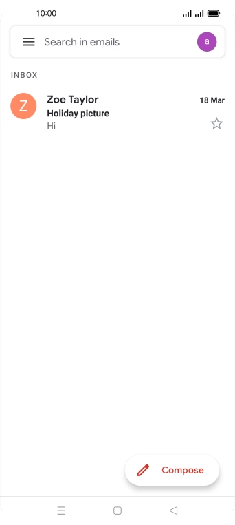 Press the email account icon. Press the email account icon.