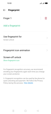 Press the delete icon next to the required fingerprints.