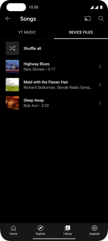 Press the required audio file.