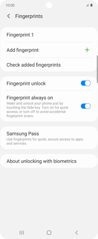 Press the indicators next to the required settings to turn them on or off.