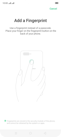 Follow the instructions on the screen to create the phone lock code using your fingerprint.