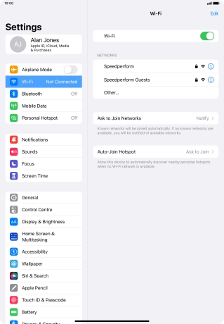 Press the required WiFi network and key in the password for the WiFi network.