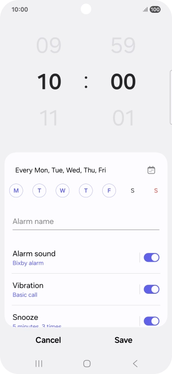 Press the indicator next to 'Alarm sound' to turn on the alarm tone.
