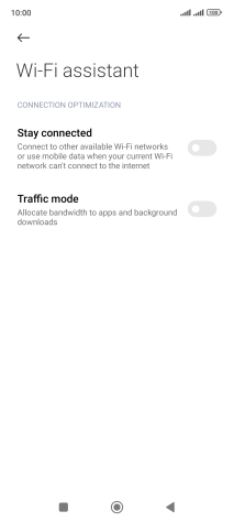 Press the indicator next to 'Stay connected' to turn the function on or off.