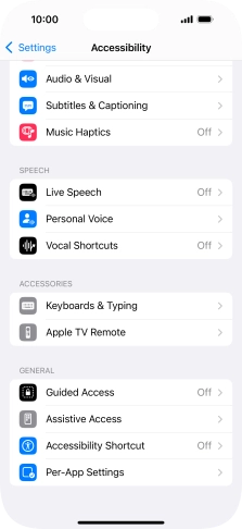 Press the required category below 'SPEECH' and follow the instructions on the screen to select the required settings.