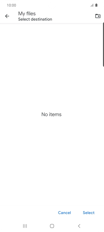 To create a new folder, press the new folder icon and follow the instructions on the screen to create a new folder.