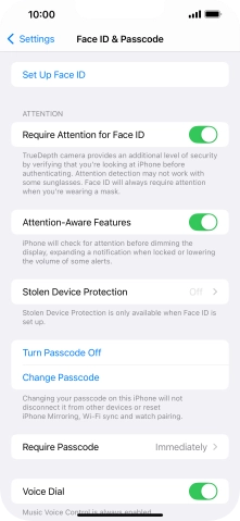 Press Turn Passcode Off and key in the lock code.