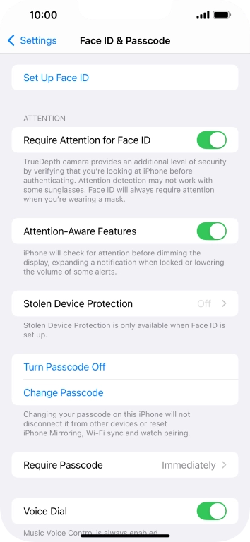 Press Turn Passcode Off and key in the lock code.