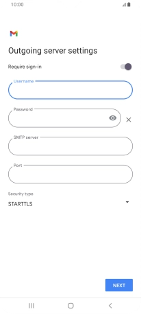 Press the field below 'Password' and key in the password of your email provider's outgoing server.