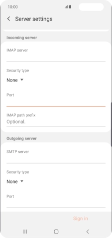 Press the field below 'SMTP server' and key in the name of your email provider's outgoing server.
