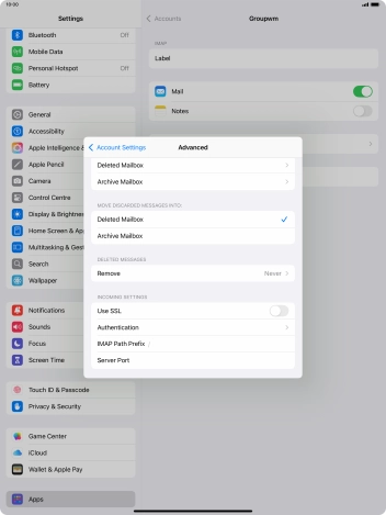 Press the indicator next to 'Use SSL' to turn on the function.