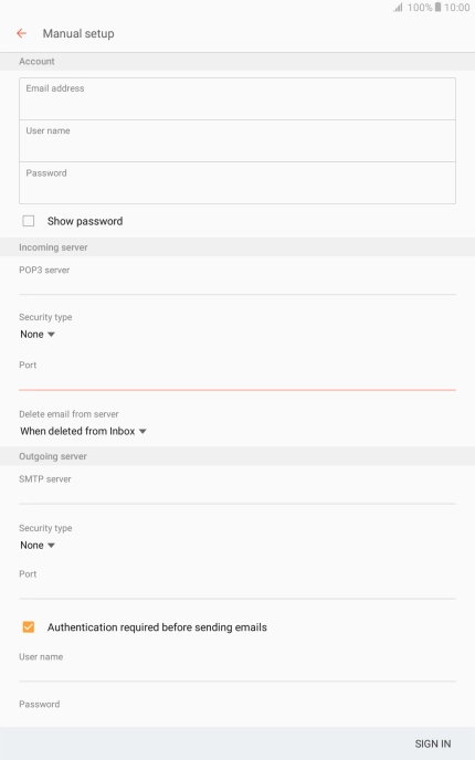 Press the drop down list below 'Delete email from server'.