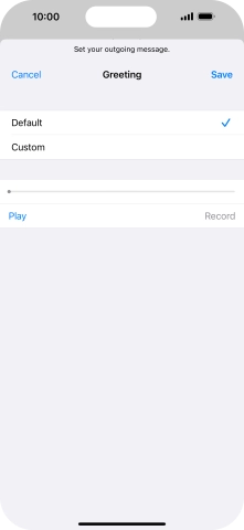Press Default to select the default greeting.