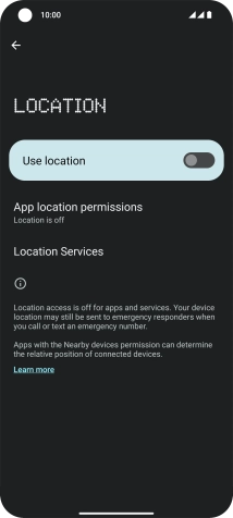 Press the indicator next to 'Use location' to turn the function on or off.