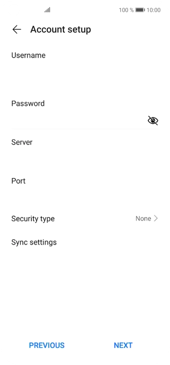 Press the field below 'Username' and key in the username for your email account.