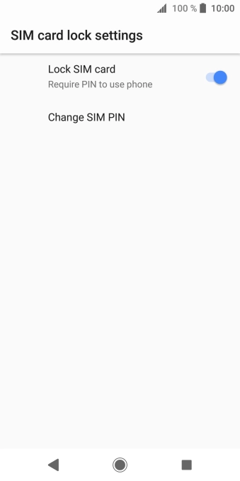 Press the indicator next to 'Lock SIM card' to turn the function on or off.