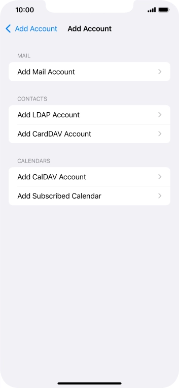 Press Add Mail Account. Press Add Mail Account.