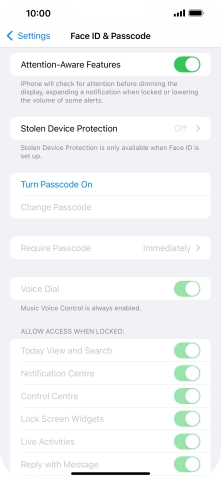 Press Turn Passcode On and key in a lock code of your own choice twice.