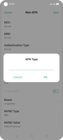 Key in default and press OK.