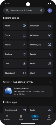Press the search field.