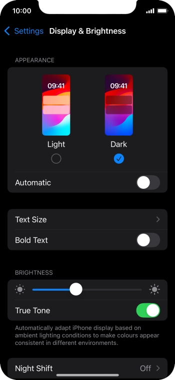 Press the indicator next to 'Automatic' to turn the function on or off.