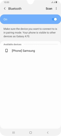 Press the required Bluetooth device and follow the instructions on the screen to pair the device with your phone.