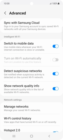 Press the indicator next to 'Switch to mobile data' to turn the function on or off.