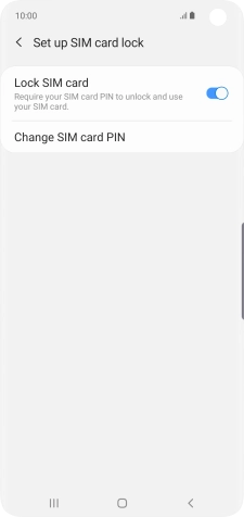 Press the indicator next to 'Lock SIM card' to turn the function on or off.