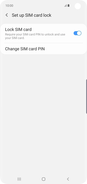 Press the indicator next to 'Lock SIM card' to turn the function on or off.