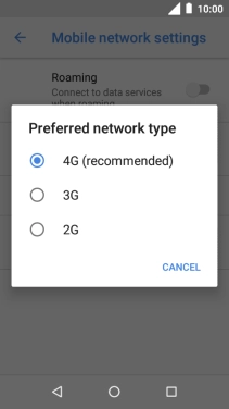 Press the required network mode.