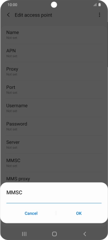 Key in http://mmsc.mms.o2.co.uk:8002 and press OK.