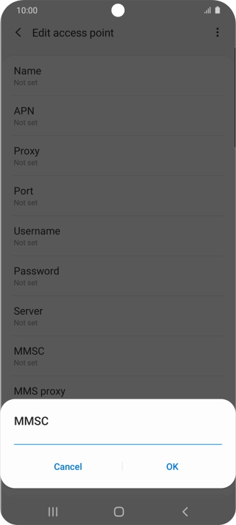Key in http://mmsc.mms.o2.co.uk:8002 and press OK.
