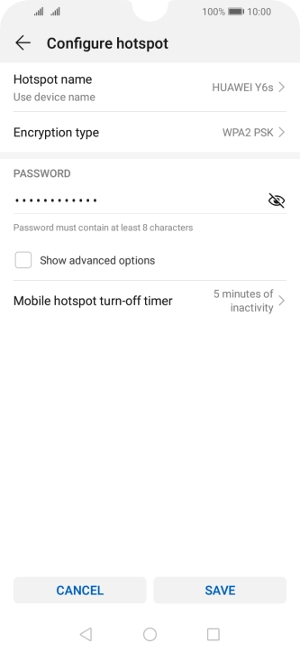 Press Hotspot name.