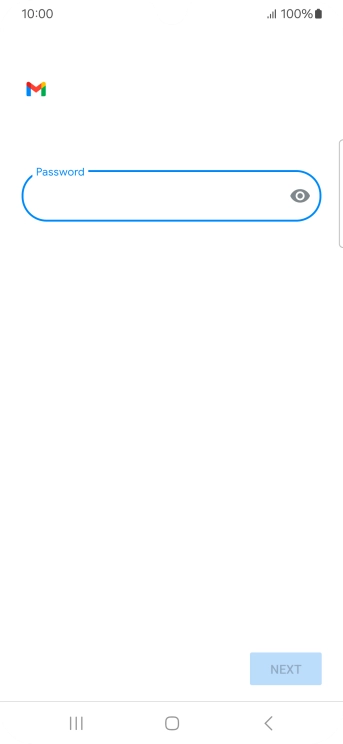 Press the field below 'Password' and key in the password for your email account. Press the field below 'Password' and key in the password for your email account.