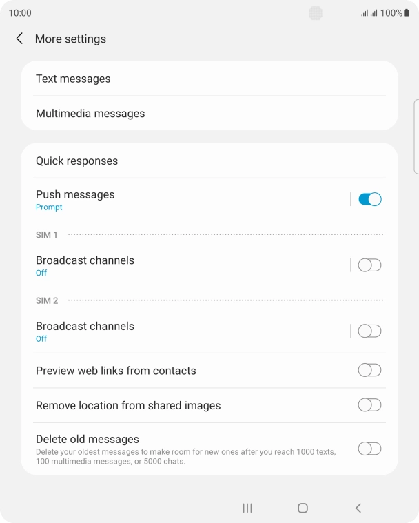 Press Text messages.