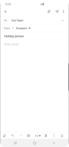 Press the text input field and write the text for your email.